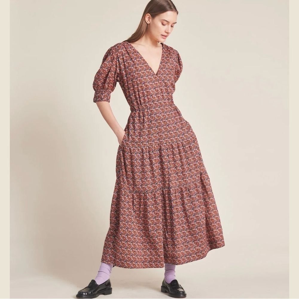 BNWT Trovata birds of paradise ARDEN DRESS CARDINAL DITSY size L floral CL - Picture 2 of 11